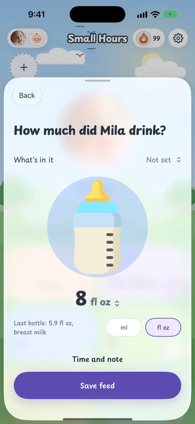 The bottle screen in Small Hours.